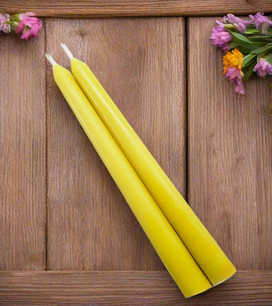 Hand Poured Pure Beeswax Candle - Set of Two 18cm Tapered