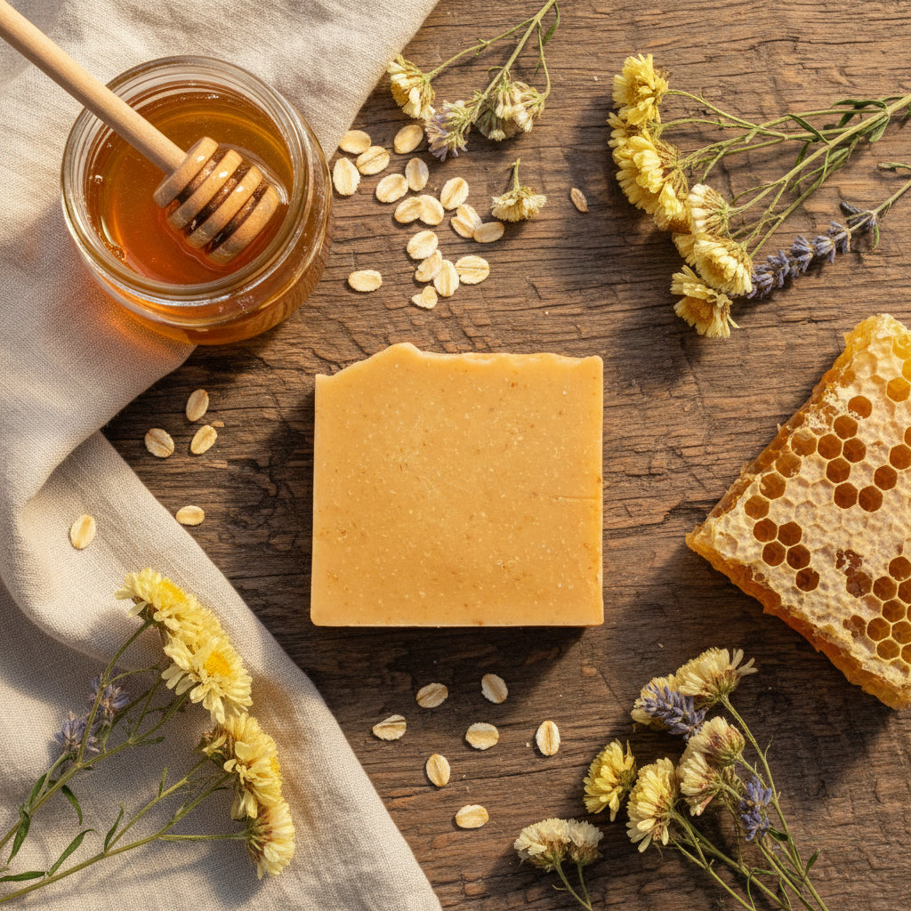 Honey & Oats Beeswax Soap | Unscented Natural Bar | 80g