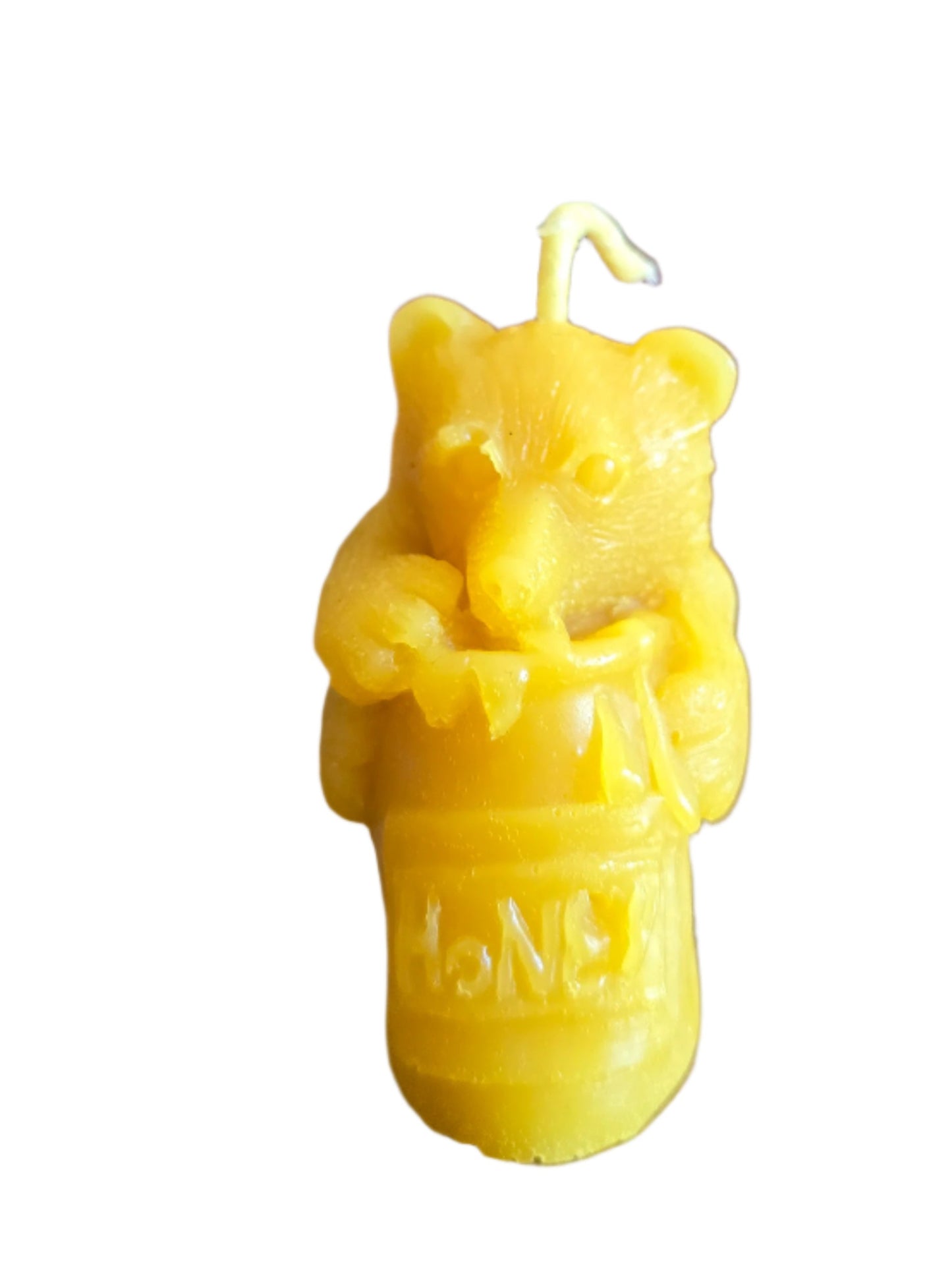 Pure Hand Poured Beeswax Candle- Bear With Honey Pot