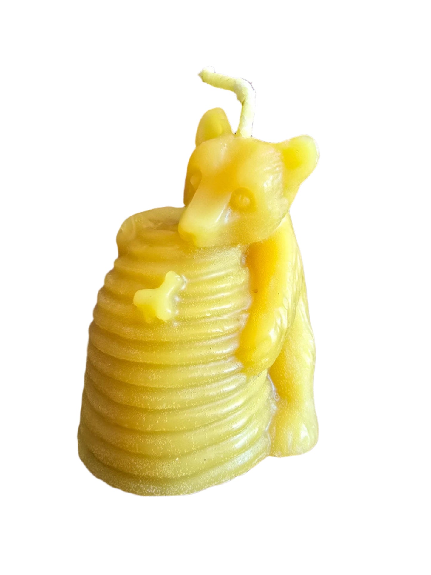 Pure Hand Poured Beeswax Candle- Bear with Skep