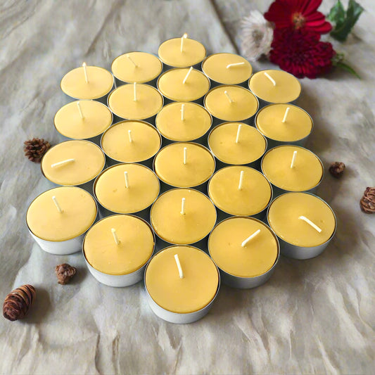 100% pure beeswax handpoured tealights