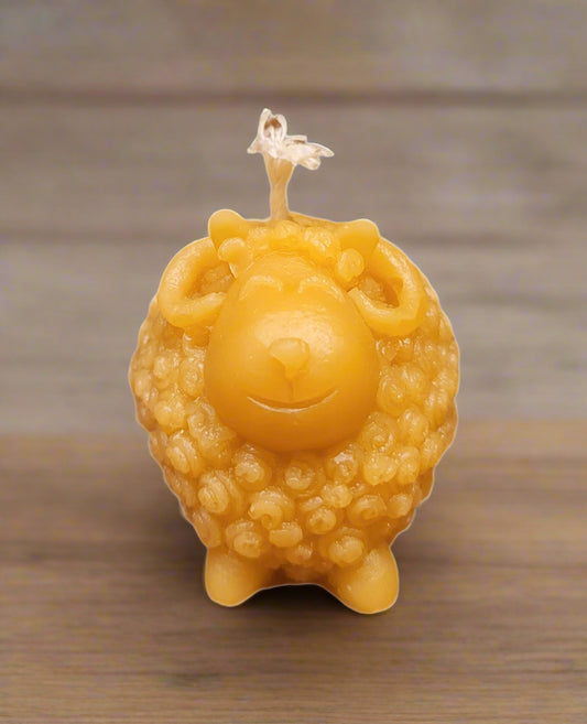 Hand Poured Pure Beeswax candle- Sheep