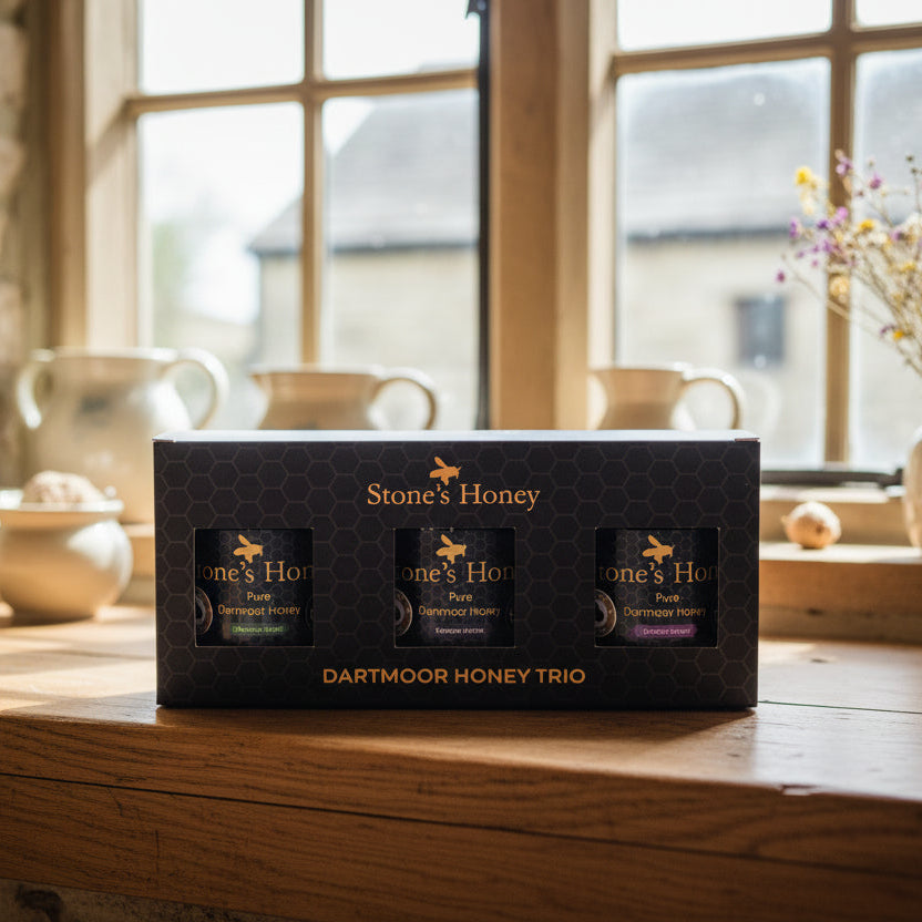 Dartmoor Honey Trio Gift Box – 3 x 227g Artisan Raw Devon Honey | Luxury British Honey Gift Set