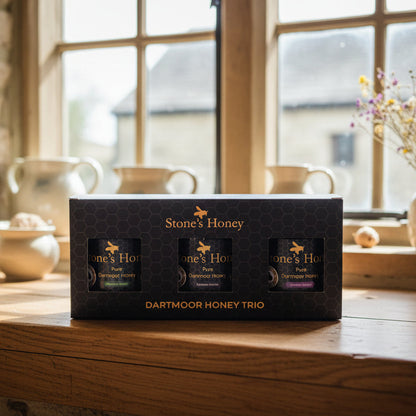 Dartmoor Honey Trio Gift Box – 3 x 227g Artisan Raw Devon Honey | Luxury British Honey Gift Set