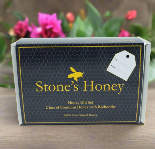 Stone's Honey Gift Set – 2x 360g Jars & Beebombs