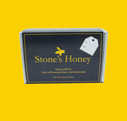 Stone's Honey Gift Set – 2x 360g Jars & Beebombs