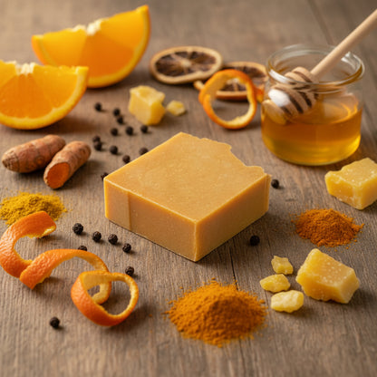 Orange & Black Pepper with Turmeric Honey Beeswax Soap | 80g