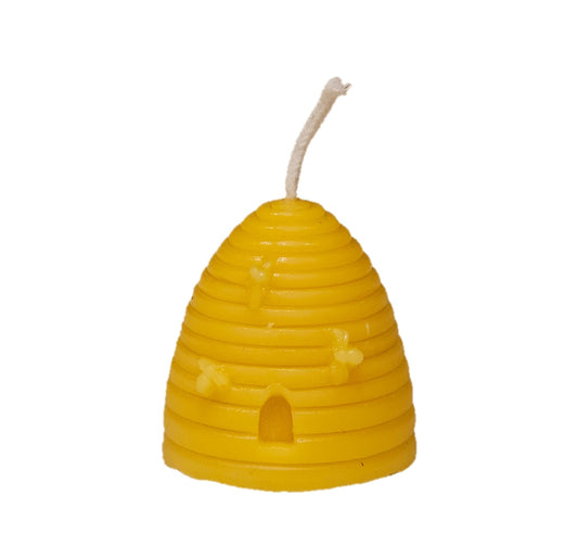 Pure Hand Poured Beeswax Candle - Skep with Bees