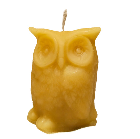 Hand Poured Pure Beeswax Candle - Small Owl