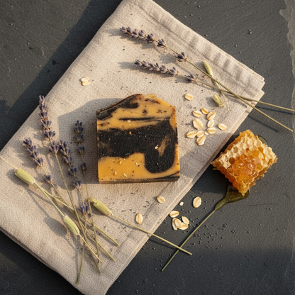 Lavender & Lemongrass with Oats & Poppy Seeds Honey Beeswax Soap | 80g