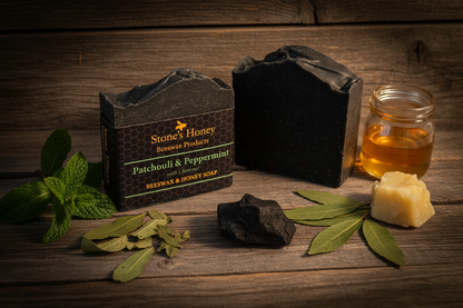 Patchouli & Peppermint with Charcoal Honey Beeswax Soap | 80g