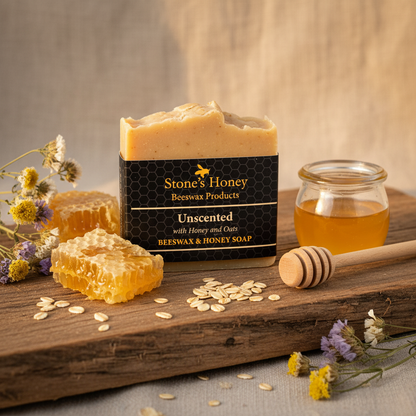 Honey & Oats Beeswax Soap | Unscented Natural Bar | 80g