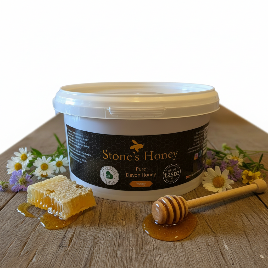 Stones Honey 3kg bulk honey tub – 100% natural Devon honey direct from the beekeeper
