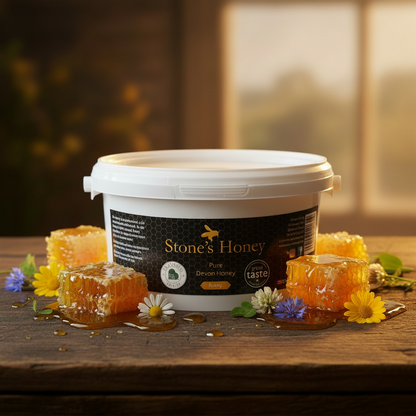 Bulk buy Devon honey 3kg tub – pure raw British honey, unpasteurised and coarse filtered
