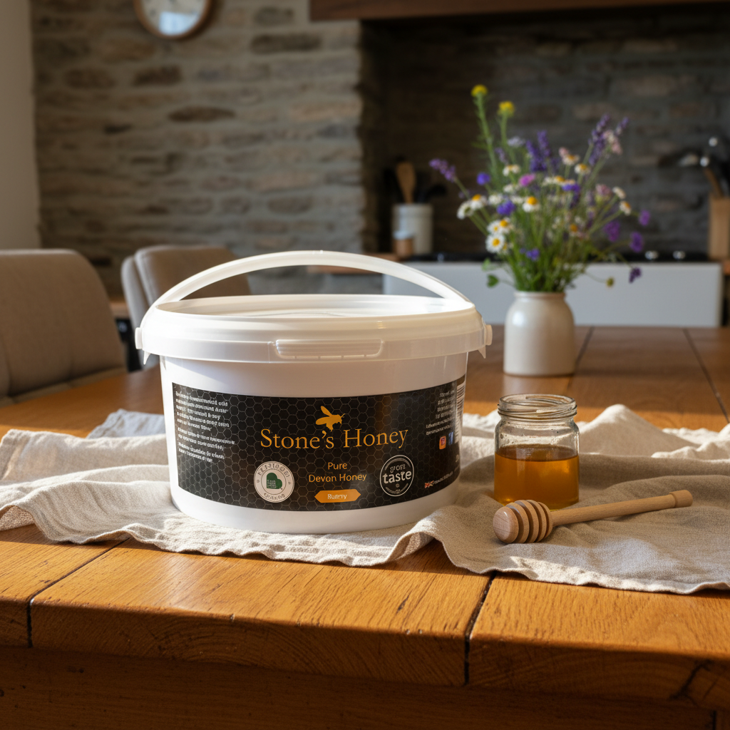 Great Taste award-winning Devon honey in bulk – 3kg catering tub from Stones Honey, Devon
